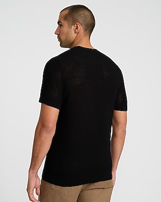 Textured Pointelle Cotton Sweater T-Shirt