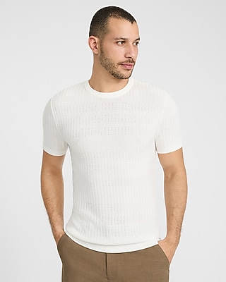 Textured Rayon Crew Neck Sweater T-Shirt