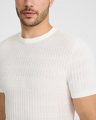 Textured Rayon Crew Neck Sweater T-Shirt