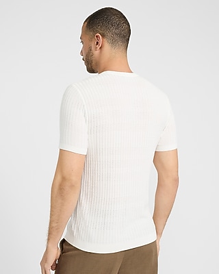 Textured Rayon Crew Neck Sweater T-Shirt