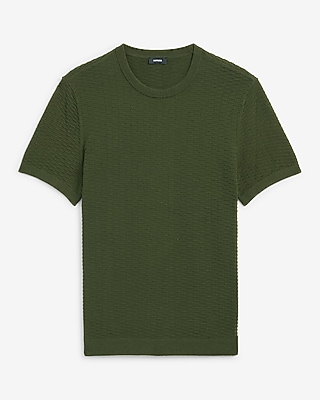 Textured Cotton Crew Neck Sweater T-Shirt