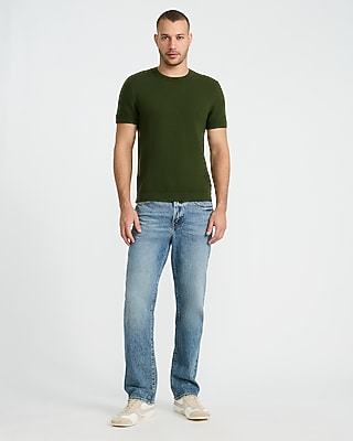 Textured Cotton Crew Neck Sweater T-Shirt