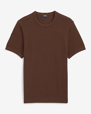 Textured Cotton Crew Neck Sweater T-Shirt