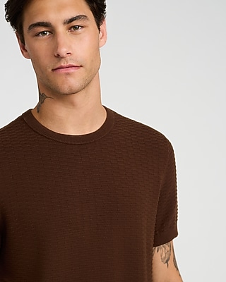 Textured Cotton Crew Neck Sweater T-Shirt