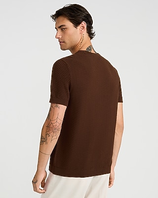 Textured Cotton Crew Neck Sweater T-Shirt