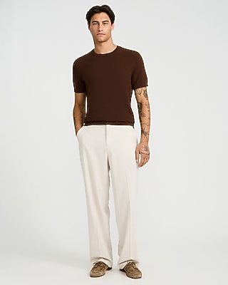 Textured Cotton Crew Neck Sweater T-Shirt