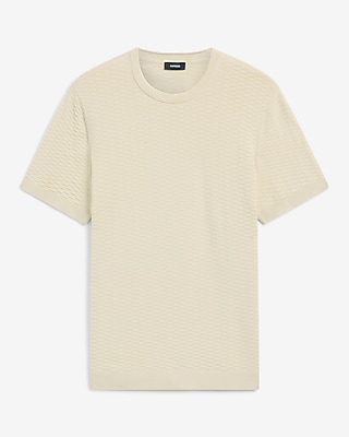 Textured Cotton Crew Neck Sweater T-Shirt