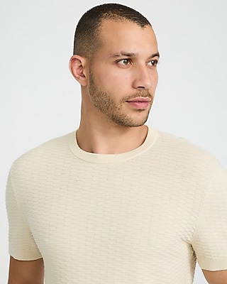 Textured Cotton Crew Neck Sweater T-Shirt