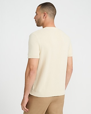 Textured Cotton Crew Neck Sweater T-Shirt