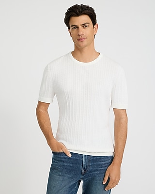 Ribbed Cotton Crew Neck Sweater T-Shirt