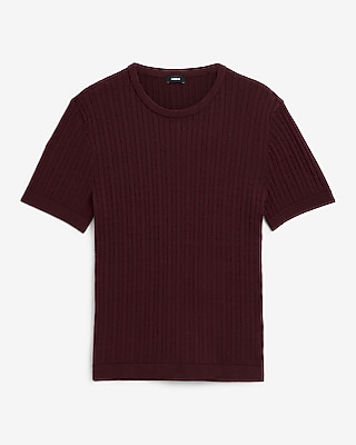 Ribbed Cotton Crew Neck Sweater T-Shirt