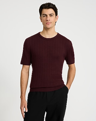 Ribbed Cotton Crew Neck Sweater T-Shirt
