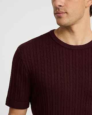 Ribbed Cotton Crew Neck Sweater T-Shirt