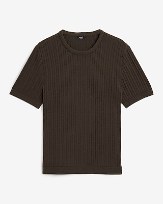 Ribbed Cotton Crew Neck Sweater T-Shirt