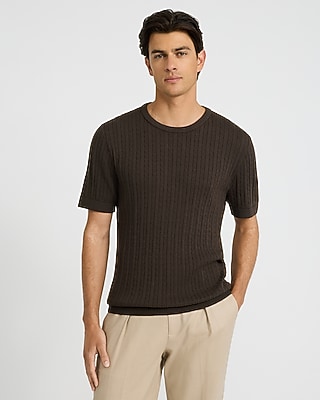 Ribbed Cotton Crew Neck Sweater T-Shirt