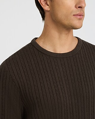 Ribbed Cotton Crew Neck Sweater T-Shirt