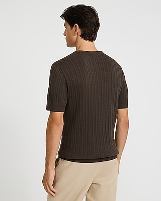 Ribbed Cotton Crew Neck Sweater T-Shirt
