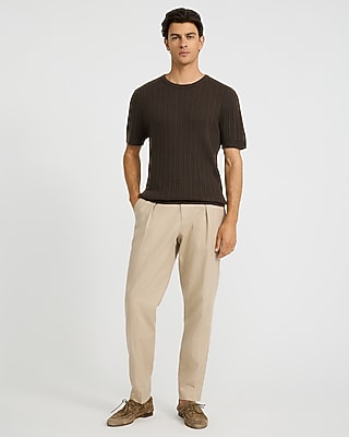 Ribbed Cotton Crew Neck Sweater T-Shirt