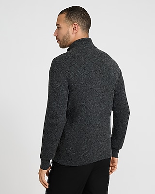 Wool-Blend Mock Neck Zip Front Cardigan