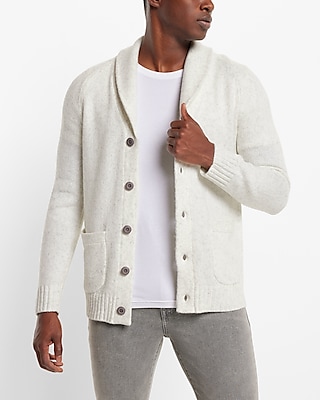 Men's white sale shawl collar sweater