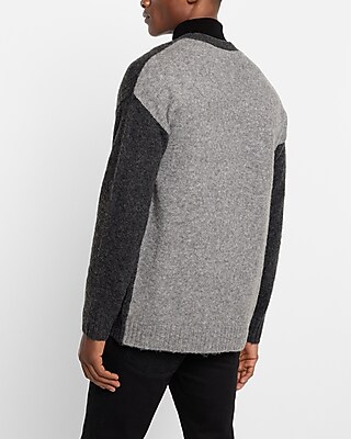 Wool-Blend Double Pocket Oversized Y-Neck Cardigan
