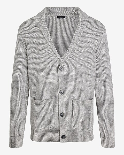 Merino Wool Ribbed Shawl Neck Cardigan | Oatmeal | Aran Sweater Market