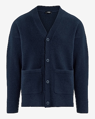 Fuzzy Wool-Blend Double Pocket Cardigan