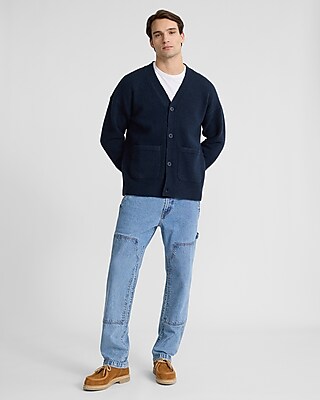 Fuzzy Wool-Blend Double Pocket Cardigan