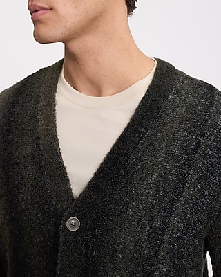 Gradient Boucle Textured Y-Neck Cardigan