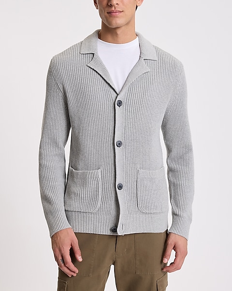 Ribbed Cotton Cardigan | Express Ribbed Cotton Cardigan | Express