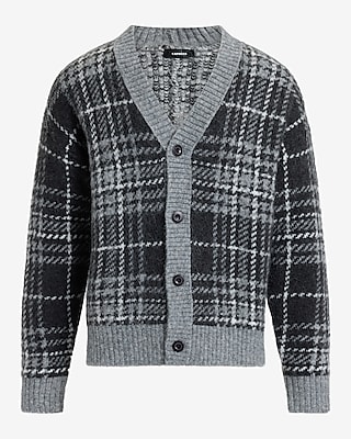 Plaid Brushed Cardigan