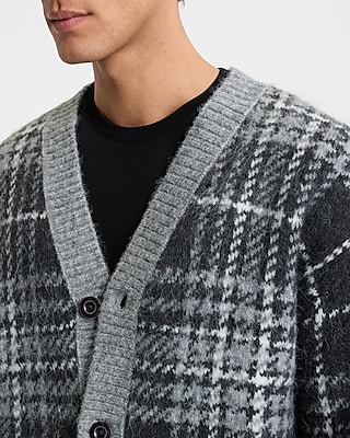 Plaid Brushed Cardigan