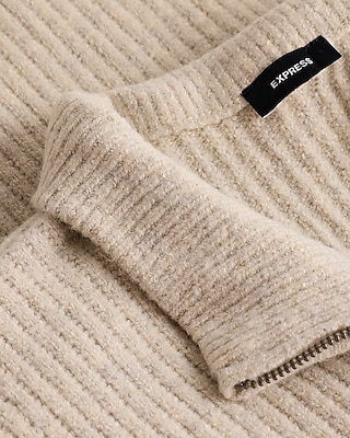 Textured Zip Mock Neck Sweater