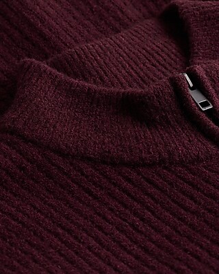 Textured Zip Mock Neck Sweater
