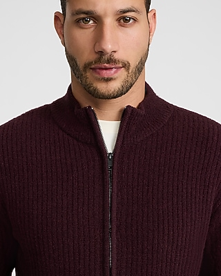 Textured Zip Mock Neck Sweater