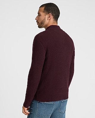 Textured Zip Mock Neck Sweater