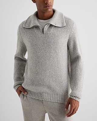 Ribbed Knit Quarter Zip Sweater Express