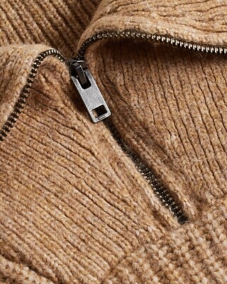 Textured Quarter Zip Oversized Collar Sweater