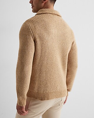 Textured Quarter Zip Oversized Collar Sweater