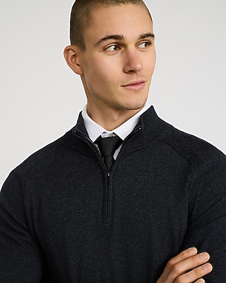 Cotton-Cashmere Quarter Zip Sweatshirt