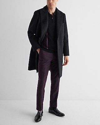 Striped Merino Wool Zip Sweater Polo