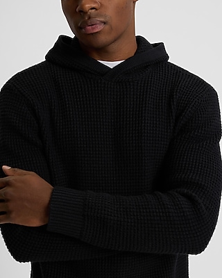 Waffle Knit Cotton-Blend Hoodie Sweater