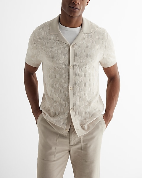 Geo Print Button Down Sweater Polo | Express Geo Print Button Down Sweater Polo | Express