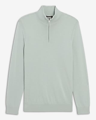 Merino Wool Quarter Zip Mock Neck Sweater
