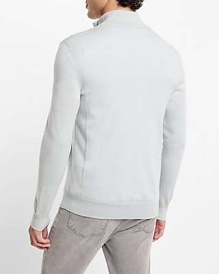 Merino Wool Quarter Zip Mock Neck Sweater