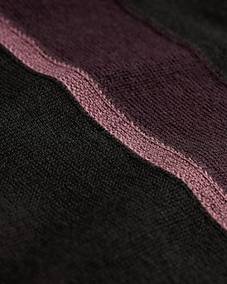 Striped Merino Wool Long Sleeve Sweater Polo