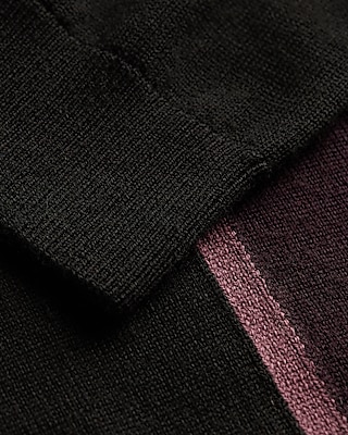 Striped Merino Wool Long Sleeve Sweater Polo