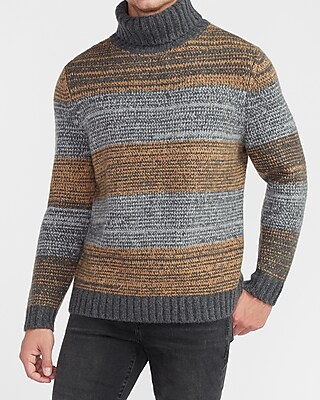 Cozy Marled Stripe Turtleneck Sweater | Express
