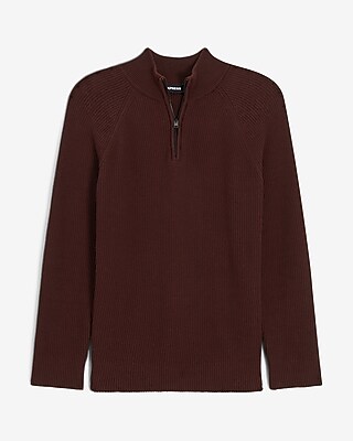 Solid Mock Neck Quarter Zip Sweater | Express