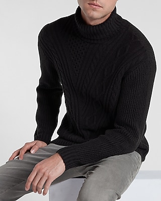 Diagonal Cable Knit Turtleneck Sweater | Express